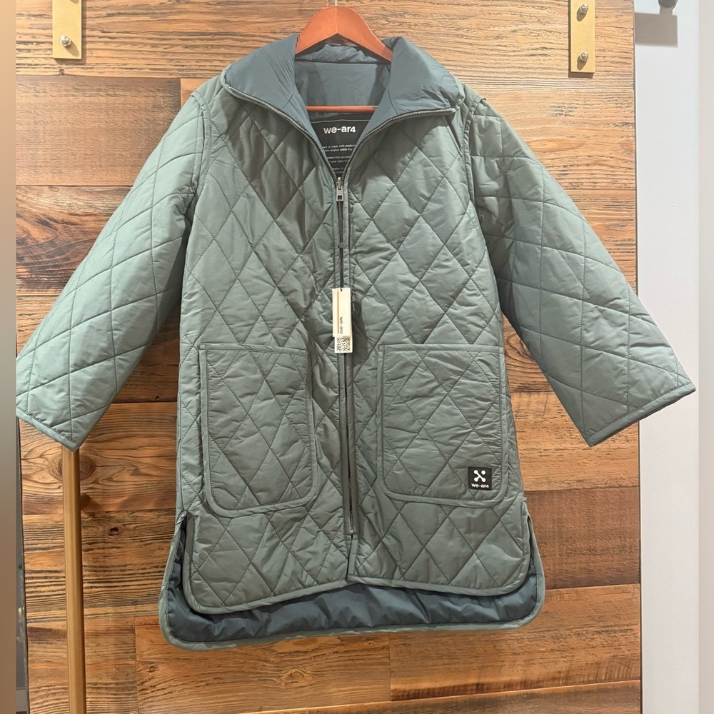 We ARE4 Quilted REVERSIBLE Utility Jacket - Green - Picture 3 of 10